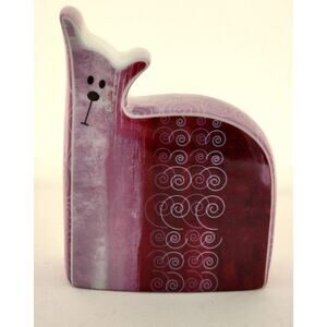 Cat-Flat Mates-Royal Worcester-Sadie-Purple-White Swirls-Unique-Cat Lover